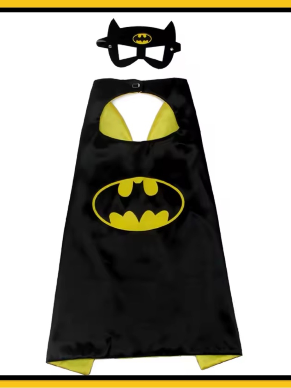 Batman Black and Yellow Superhero Cape & Mask Costume
